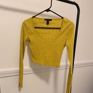 Forever 21 Mustard Ribbed Crop Top
